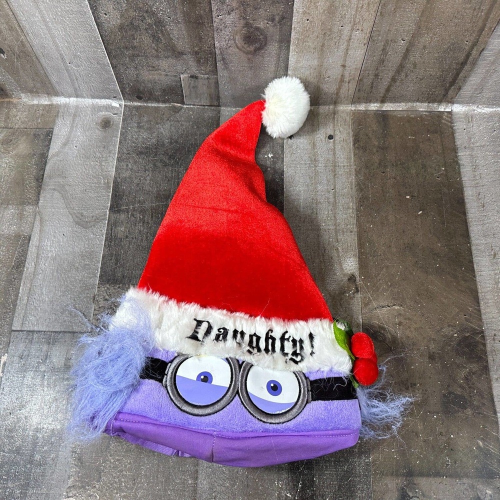 Despicable Me Evil Minion Mayhem Universal Purple Park Santa Hat Christmas 2015